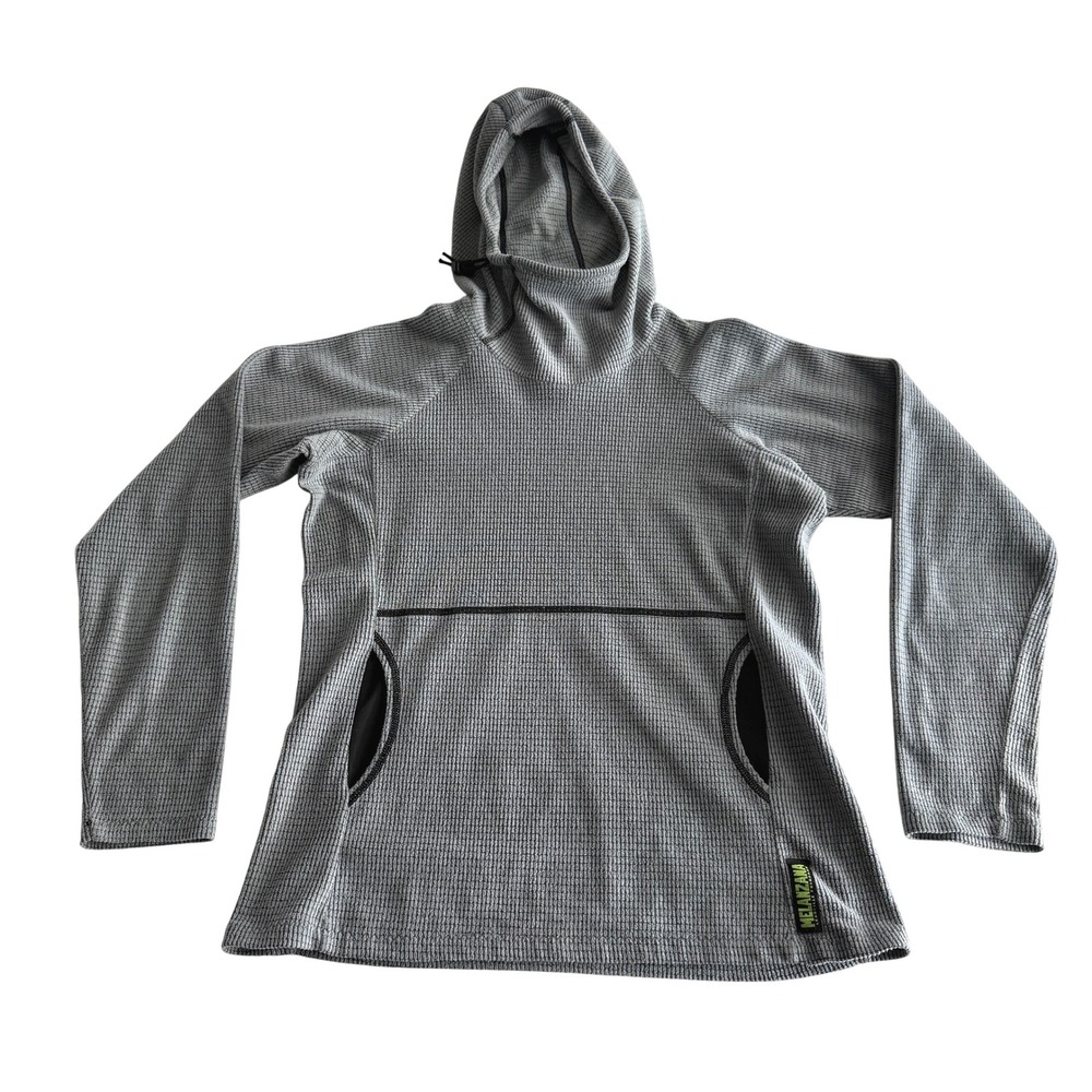 Melanzana Leadville CO Microgrid Hoodie Pullover Fleece Lt Gray Women's Small‎